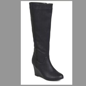 Journee Collection Women's Langly Knee High Wedge Boots Black Size 10 1/2